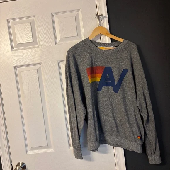 Aviator Nation Gray Boxy Long Sleeve Sweatshirt - Picture 1 of 7